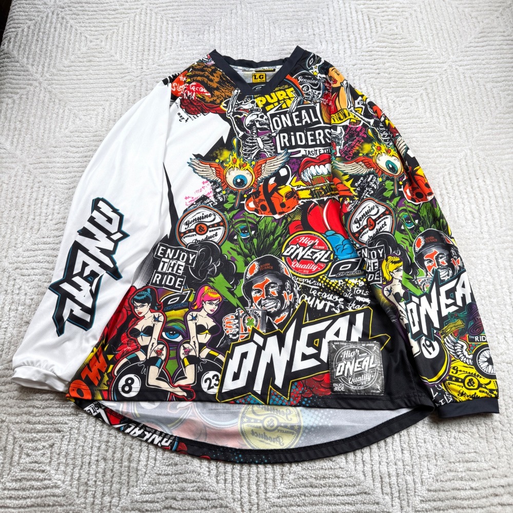 O'Neal Mayhem Elite Motocross Jersey Mens Large Multicolor Graphic MX Racing BMX